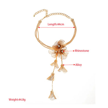 Elegant Luxurious Flower Gold Plated Silver Plated Alloy Wholesale Necklace