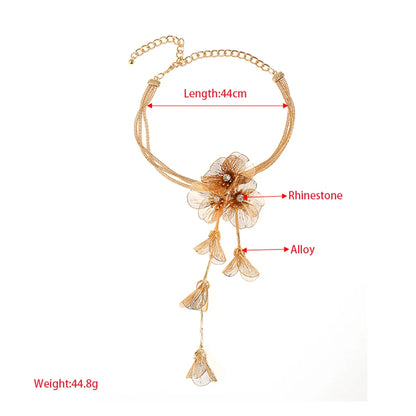 Elegant Luxurious Flower Gold Plated Silver Plated Alloy Wholesale Necklace