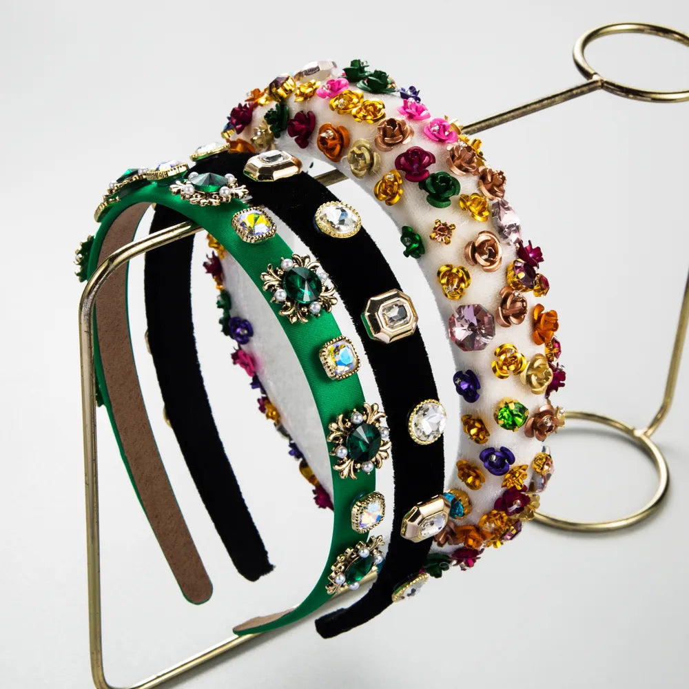 Elegant Luxurious Geometric Cloth Inlay Rhinestones Hair Band