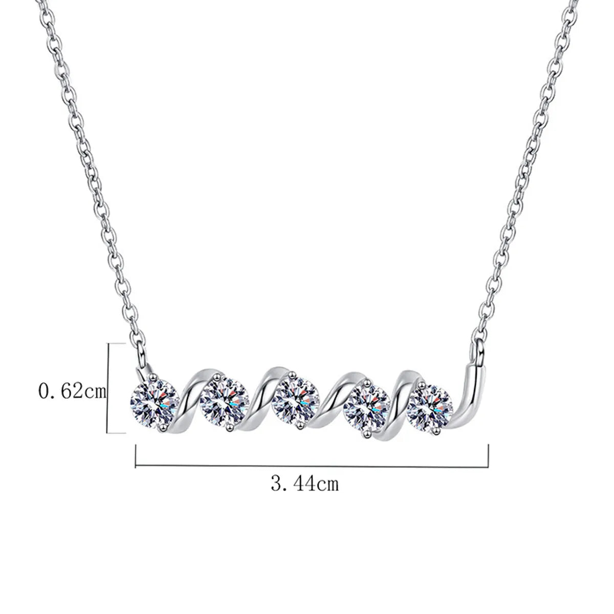 Elegant Luxurious Geometric Sterling Silver Plating Inlay Zircon White Gold Plated Necklace