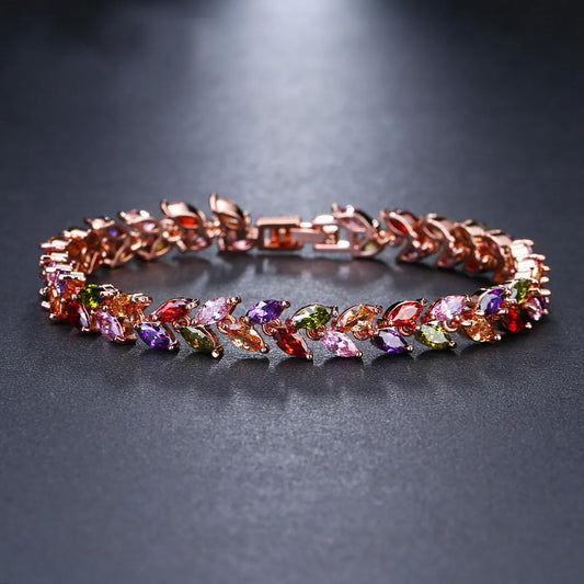 Elegant Luxurious Lady Geometric Copper Inlay Zircon Bracelets