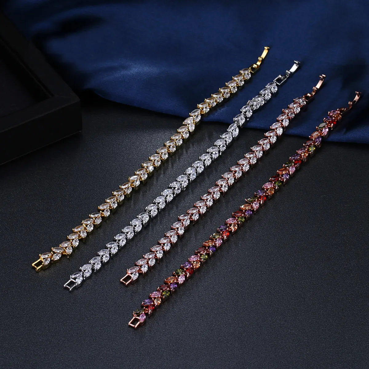 Elegant Luxurious Lady Geometric Copper Inlay Zircon Bracelets