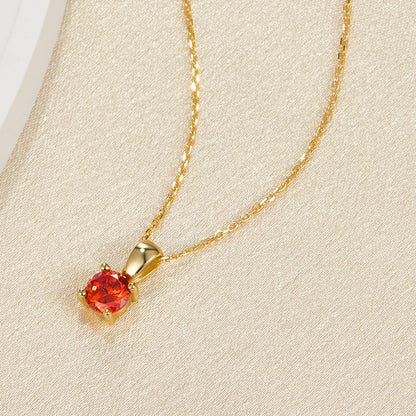 Elegant Luxurious Lady Geometric Sterling Silver Plating Inlay Zircon 18k Gold Plated Pendant Necklace