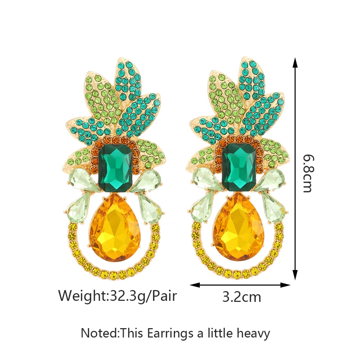 Elegant Luxurious Lady Leaf Alloy Inlay Artificial Gemstones Women's Earrings