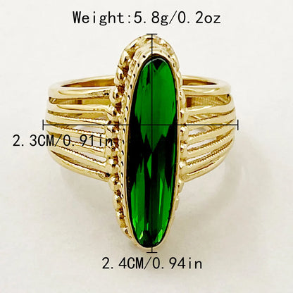 304 Stainless Steel 14K Gold Plated Elegant Luxurious Plating Inlay Oval Zircon Rings