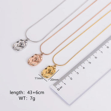 Elegant Luxurious Pastoral Tulip Stainless Steel Plating 18k Gold Plated Pendant Necklace