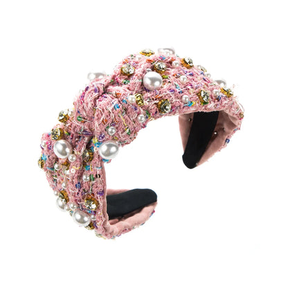 Elegant Luxurious Pearl Cloth Inlay Rhinestones Hair Band