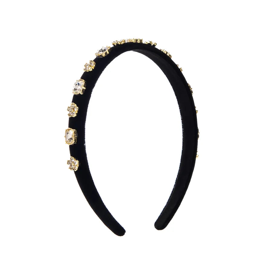 Elegant Luxurious Petal Flannel Inlay Artificial Pearls Rhinestones Hair Band