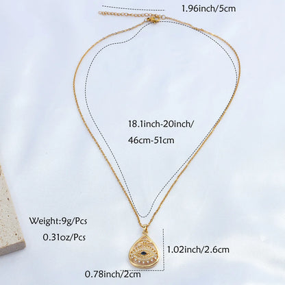 Elegant Luxurious Roman Style Oval Eye Stainless Steel Copper Plating Inlay Zircon 18k Gold Plated Pendant Necklace