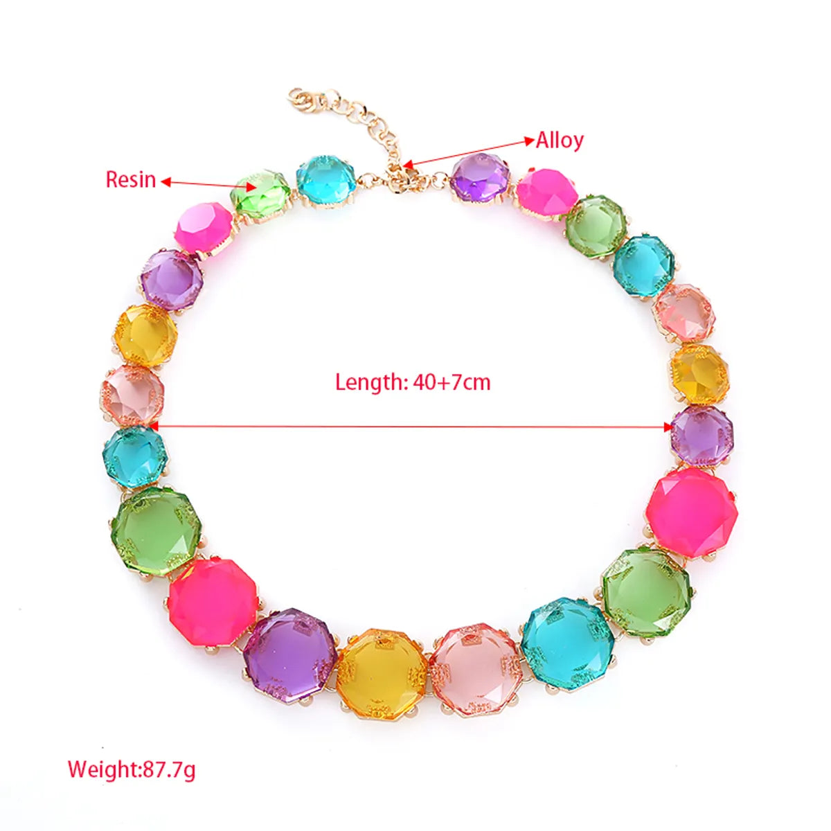 Elegant Luxurious Round Alloy Inlay Resin Women's Necklace