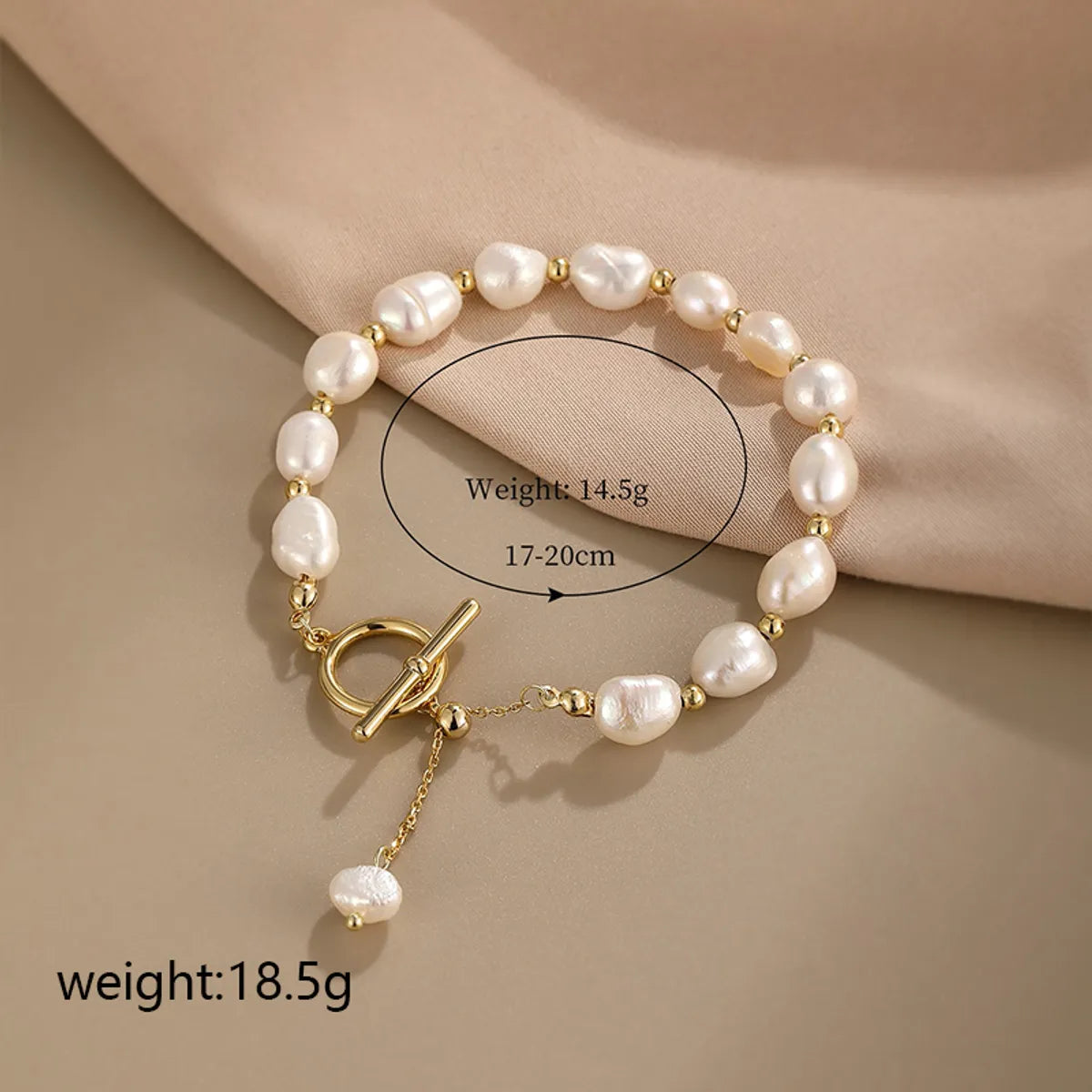 Elegant Luxurious Round Freshwater Pearl Copper Toggle Bracelets