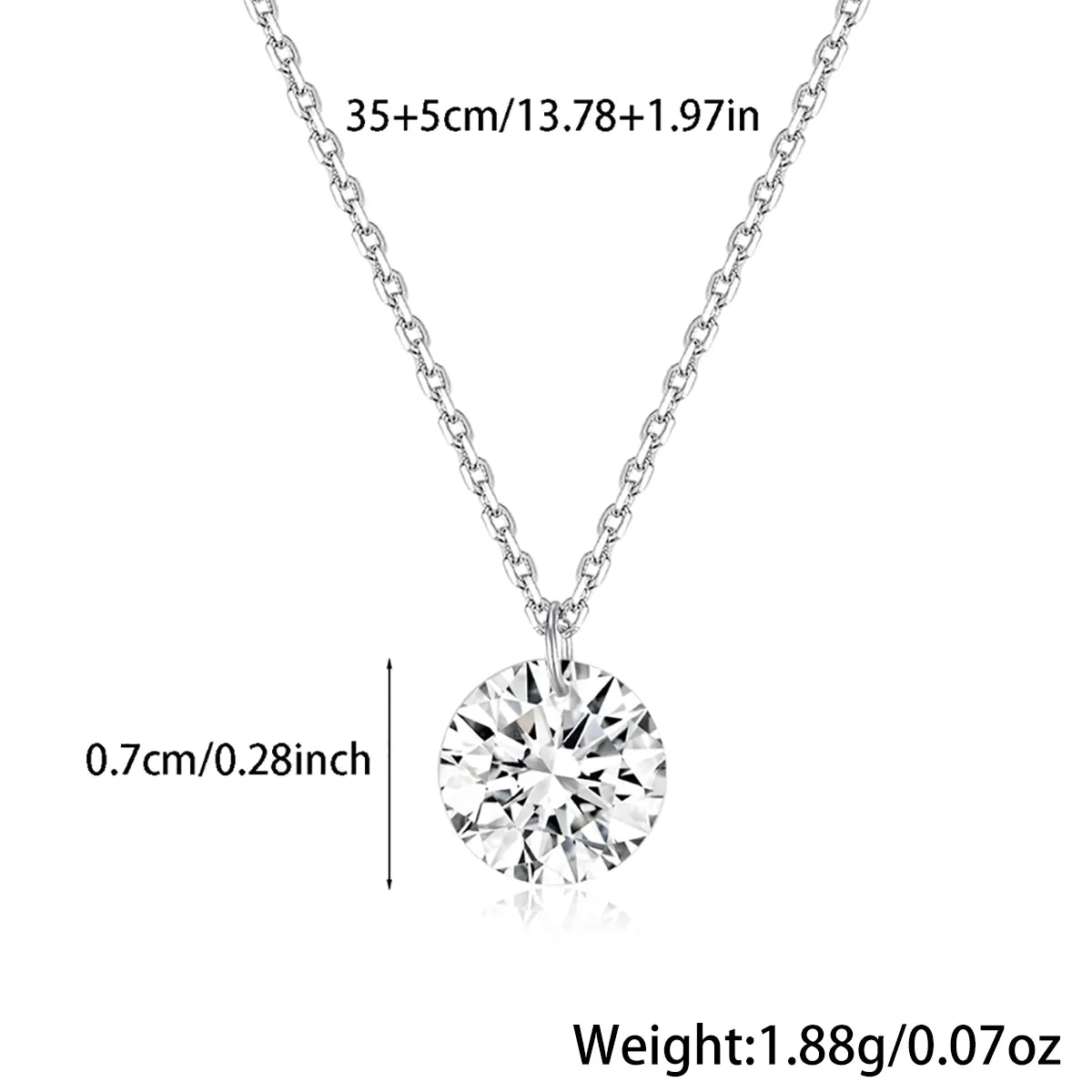 Elegant Luxurious Round Sterling Silver Plating Inlay Zircon White Gold Plated Pendant Necklace