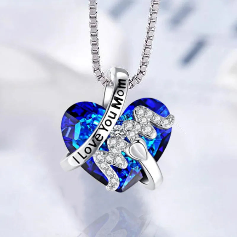 Elegant Luxurious Shiny Heart Shape Alloy Plating Inlay Rhinestones Gold Plated Mother'S Day Women'S Pendant Necklace