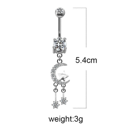 Elegant Luxurious Shiny Moon Butterfly Stainless Steel Alloy Plating Inlay Rhinestones Zircon Rose Gold Plated White Gold Plated Gold Plated Belly Ring