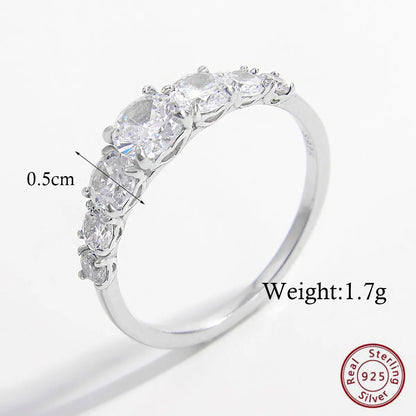 Elegant Luxurious Shiny Solid Color Sterling Silver Plating Inlay Zircon White Gold Plated Rhodium Plated Rings