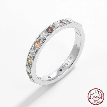 Elegant Luxurious Shiny Solid Color Sterling Silver Plating Inlay Zircon White Gold Plated Rhodium Plated Rings