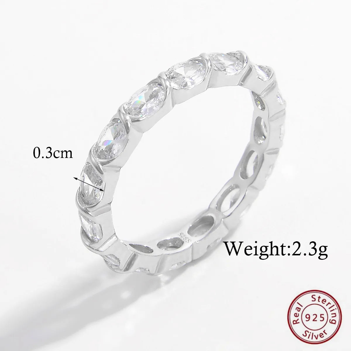 Elegant Luxurious Shiny Solid Color Sterling Silver Plating Inlay Zircon White Gold Plated Rhodium Plated Rings