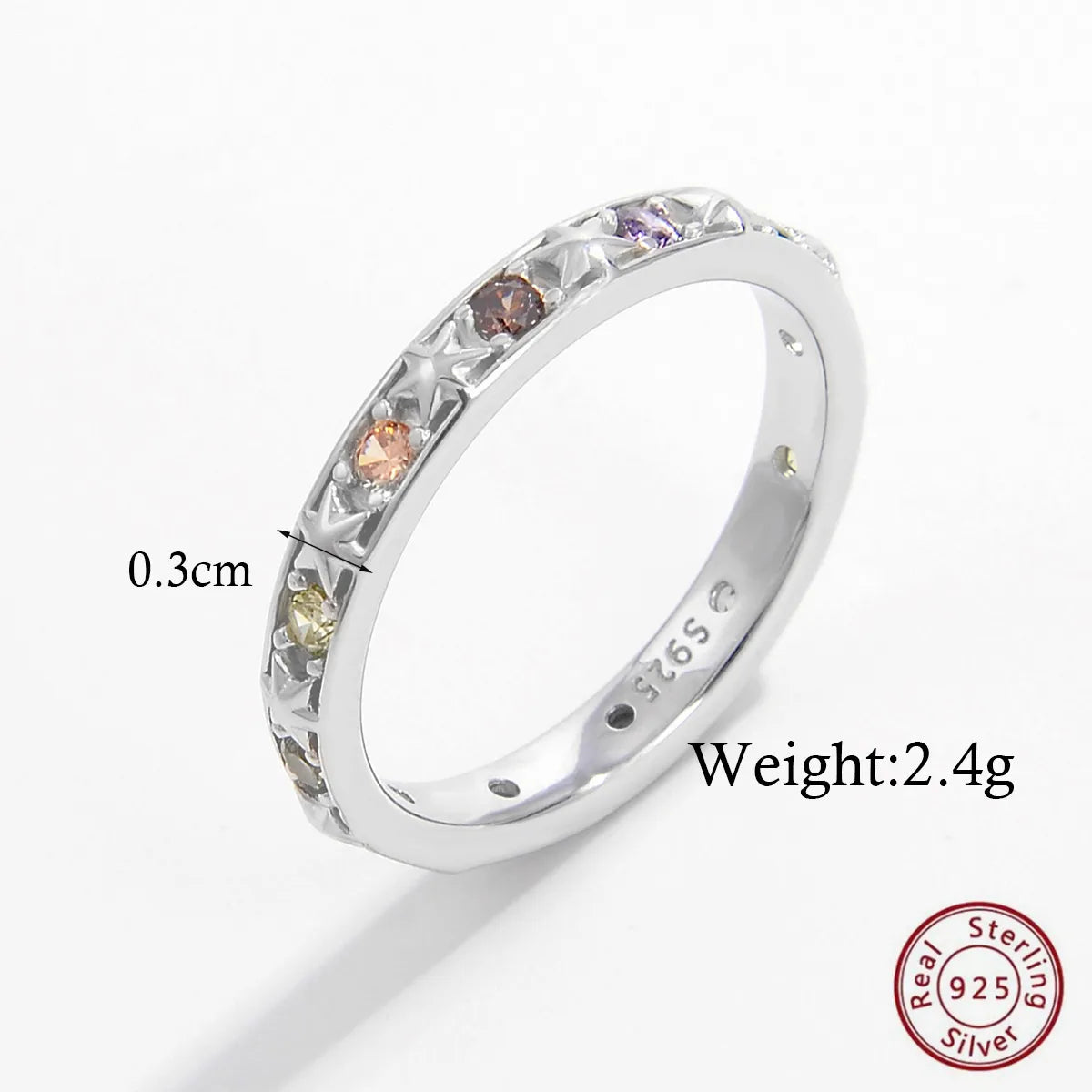 Elegant Luxurious Shiny Solid Color Sterling Silver Plating Inlay Zircon White Gold Plated Rhodium Plated Rings