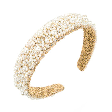 Elegant Luxurious Solid Color Cloth Inlay Artificial Pearls Hair Band