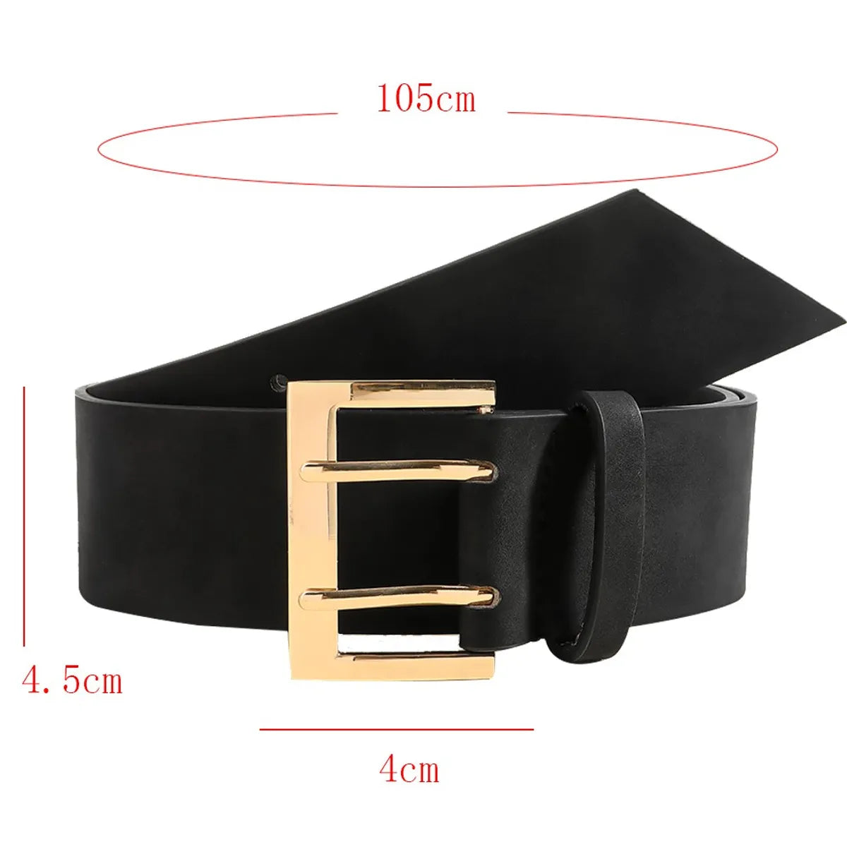 Elegant Luxurious Solid Color Pu Leather Ferroalloy Belt Buckle Women'S Leather Belts