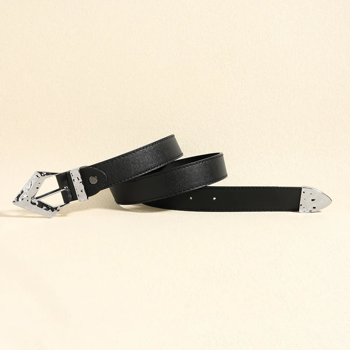 Elegant Luxurious Solid Color Pu Leather Ferroalloy Belt Buckle Women'S Leather Belts