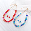 Elegant Luxurious Square Alloy Plating Inlay Glass Gold Plated Women'S Earrings Necklace