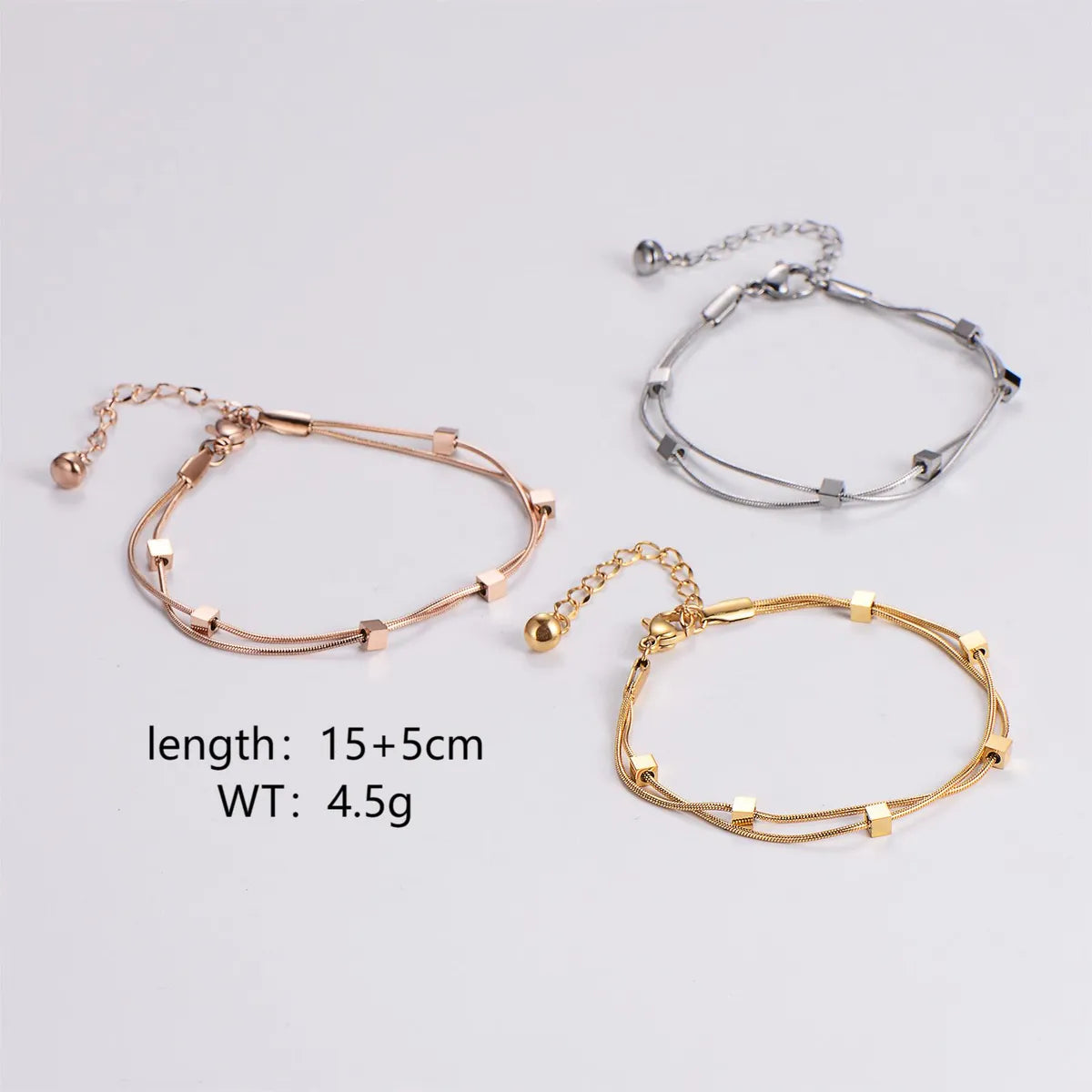 Elegant Luxurious Square Stainless Steel Plating 18k Gold Plated Bracelets