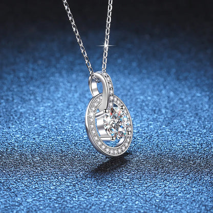 Elegant Luxurious Sweet Round Sterling Silver Inlay Zircon White Gold Plated Necklace Pendant