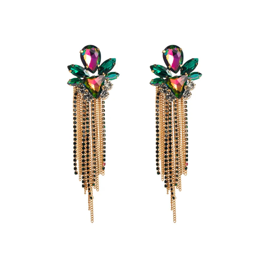 Elegant Luxurious Sweet Tassel Alloy Rhinestone Inlay Rhinestones Gold Plated Women'S Drop Earrings