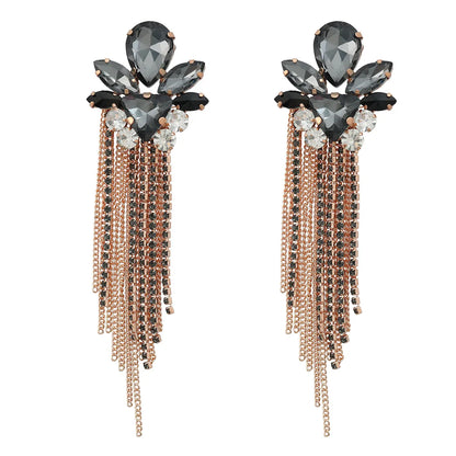 Elegant Luxurious Sweet Tassel Alloy Rhinestone Inlay Rhinestones Gold Plated Women'S Drop Earrings