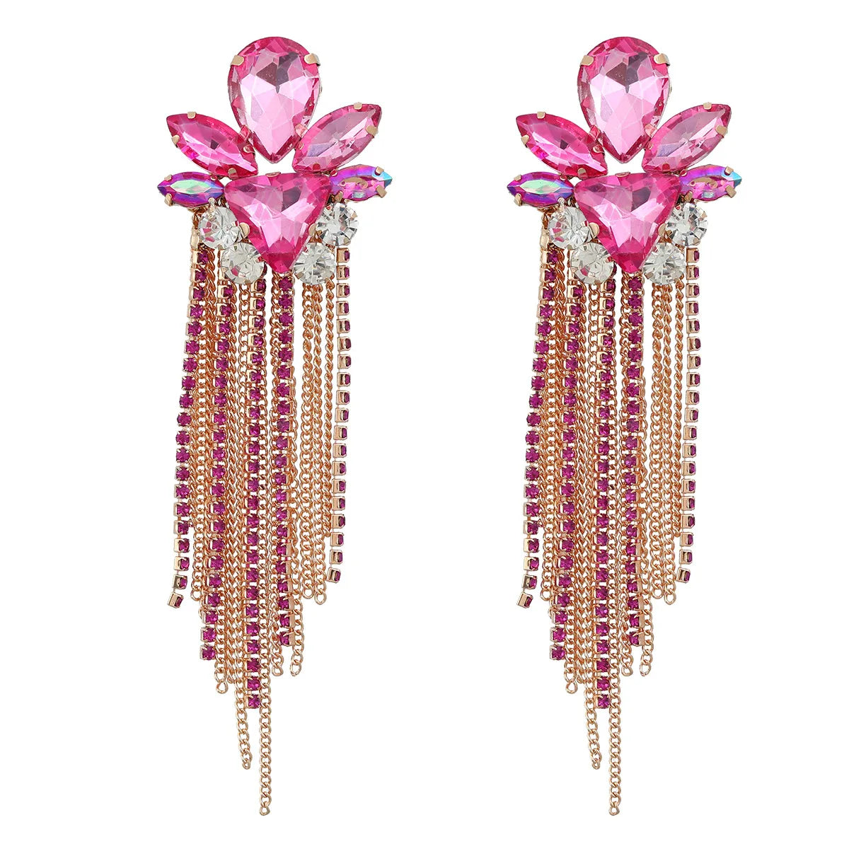 Elegant Luxurious Sweet Tassel Alloy Rhinestone Inlay Rhinestones Gold Plated Women'S Drop Earrings