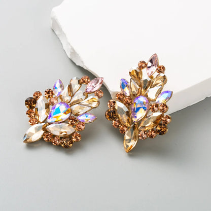 Elegant Luxurious Sweet Tree Alloy Plating Inlay Rhinestones Gold Plated Women's Ear Studs