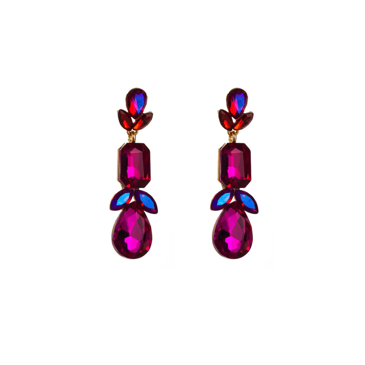 1 Pair Elegant Luxurious Sweet Water Droplets Plating Inlay Alloy Rhinestones Gold Plated Drop Earrings