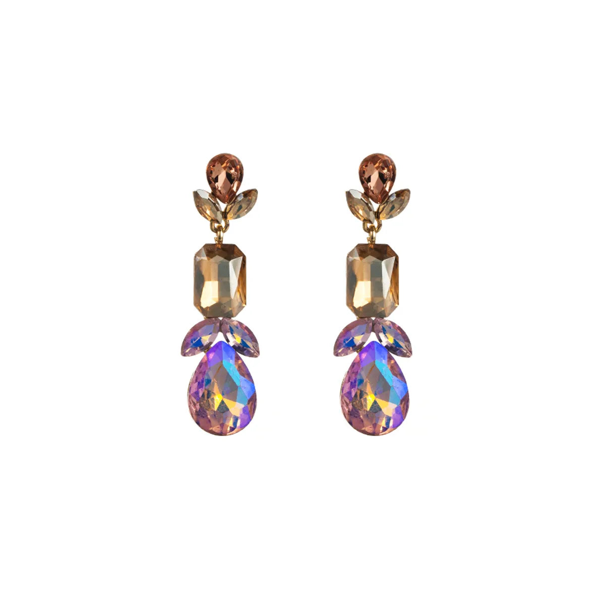 1 Pair Elegant Luxurious Sweet Water Droplets Plating Inlay Alloy Rhinestones Gold Plated Drop Earrings