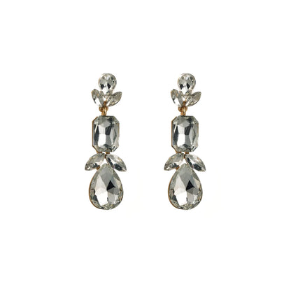 1 Pair Elegant Luxurious Sweet Water Droplets Plating Inlay Alloy Rhinestones Gold Plated Drop Earrings