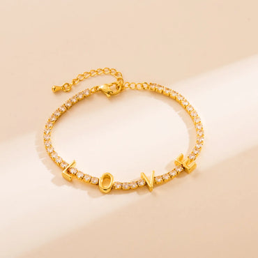 Elegant Mama Letter Copper 18k Gold Plated Zircon Bracelets Necklace In Bulk