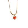 Elegant Maple Leaf Alloy Titanium Steel Inlay Zircon Women'S Rings Necklace