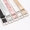 Elegant Minimalist Women’s Imitation Leather Belt With Shiny Alloy Buckle Fashion All Match Jeans And Pants Decorative Belt