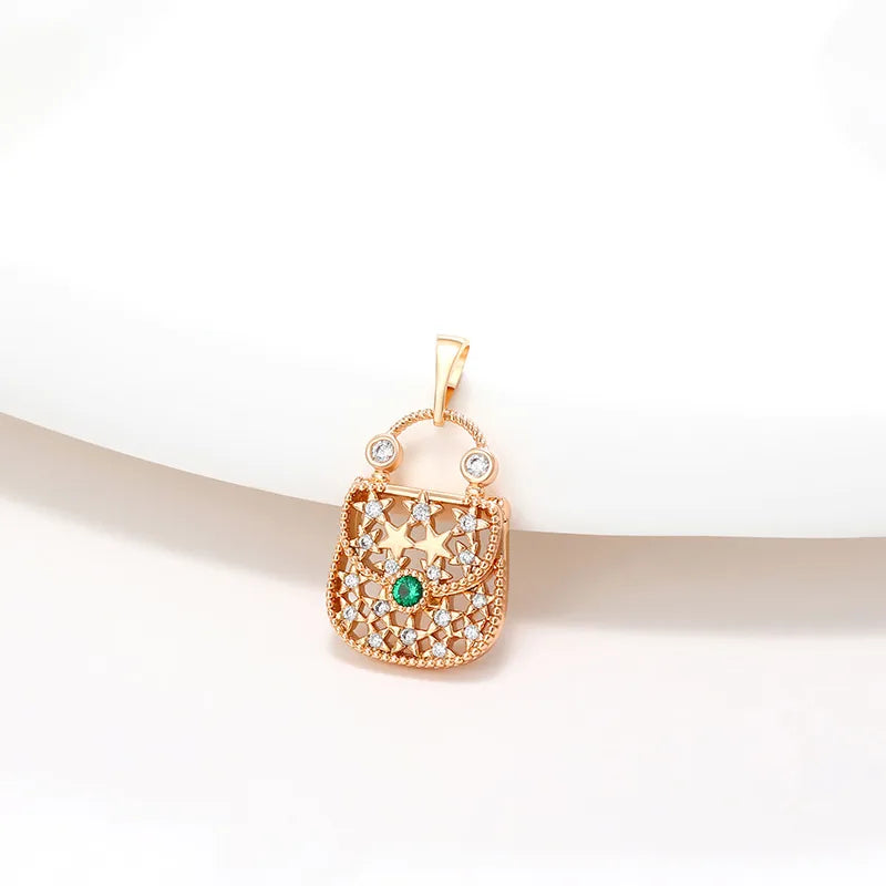 Elegant Xuping Modern Style Bag 18k Gold Plated Artificial Gemstones Alloy Wholesale Pendant Necklace