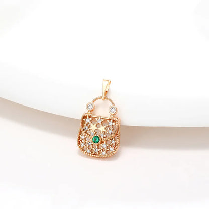 Elegant Xuping Modern Style Bag 18k Gold Plated Artificial Gemstones Alloy Wholesale Pendant Necklace