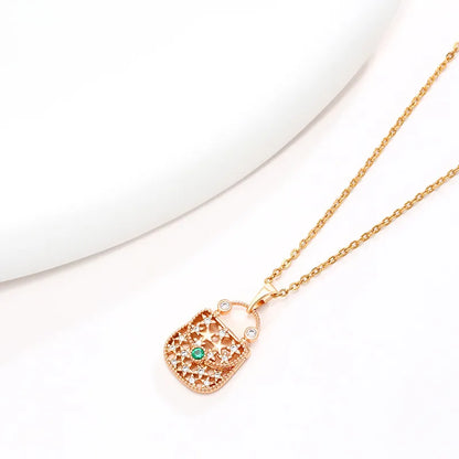 Elegant Xuping Modern Style Bag 18k Gold Plated Artificial Gemstones Alloy Wholesale Pendant Necklace