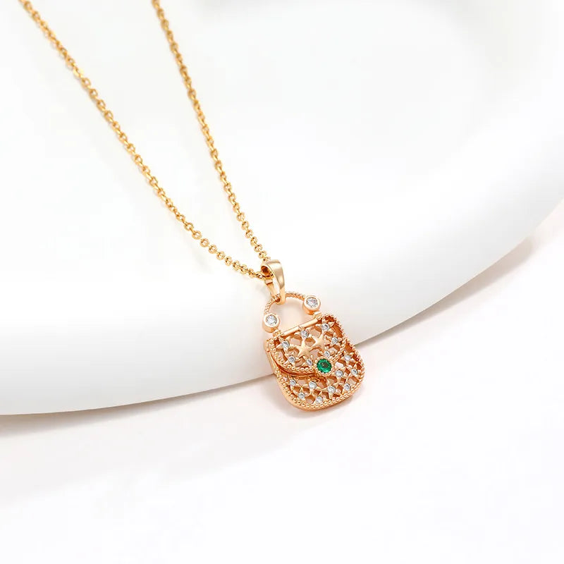 Elegant Xuping Modern Style Bag 18k Gold Plated Artificial Gemstones Alloy Wholesale Pendant Necklace