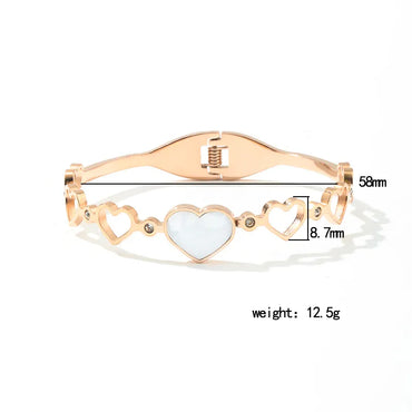 Elegant Modern Style Classic Style Heart Shape 304 Stainless Steel 18K Gold Plated Rose Gold Plated Acrylic Bangle In Bulk