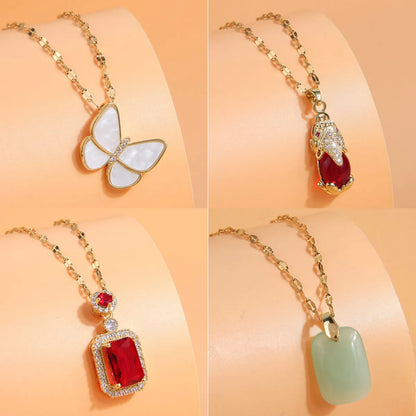 Elegant Modern Style Devil's Eye Flower Copper Zircon Pendant Necklace In Bulk