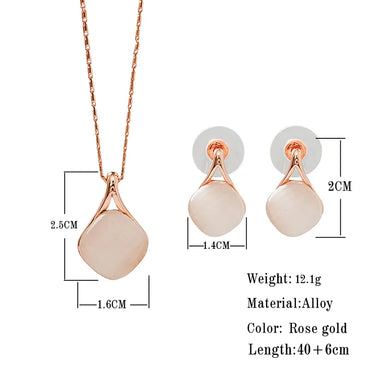 Elegant Modern Style Geometric Alloy Opal Rose Gold Plated Women'S Jewelry Set