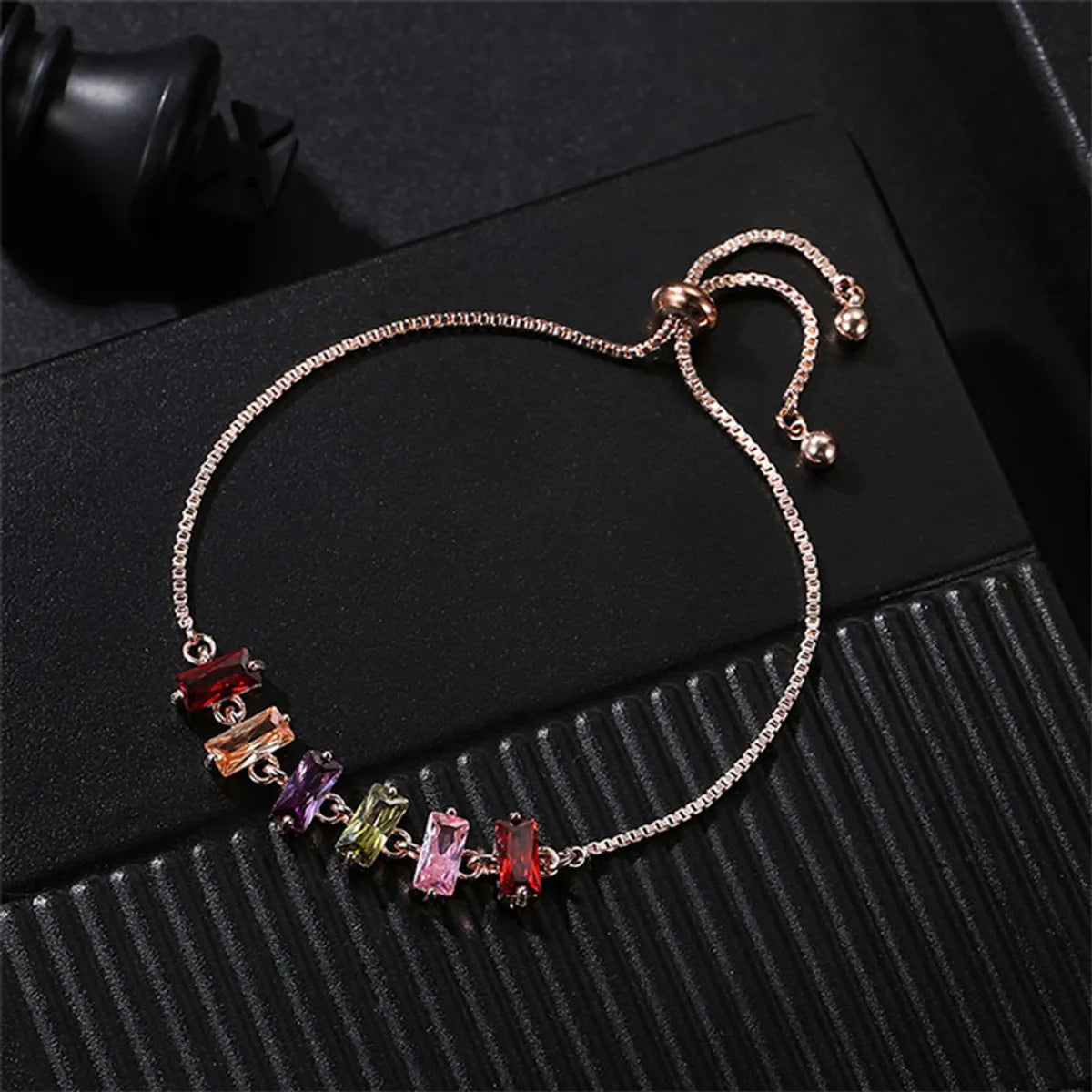 Elegant Modern Style Geometric Round Water Droplets Copper Inlay Zircon Rose Gold Plated Bracelets