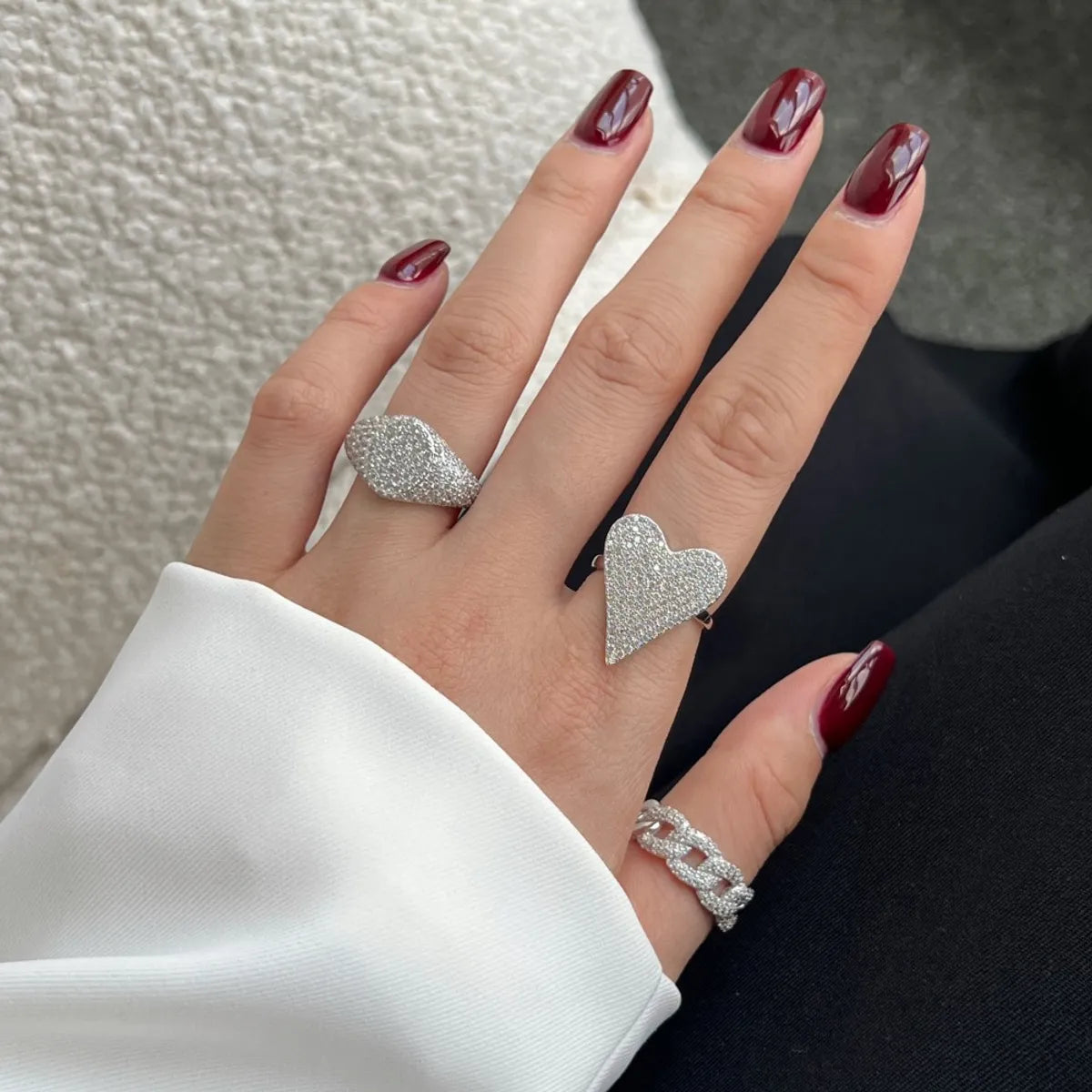 Elegant Modern Style Geometric Sterling Silver Plating Inlay Zircon Rings