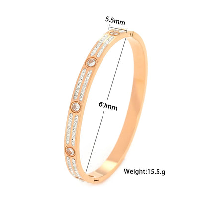 Elegant Modern Style Roman Style Stripe Stainless Steel Titanium Steel Steel Plating Inlay Zircon 18k Gold Plated Rose Gold Plated Silver Plated Bangle