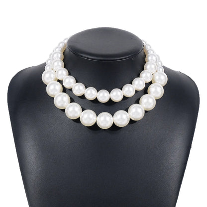 Wholesale Jewelry Elegant Modern Style Simple Style Solid Color Imitation Pearl Iron Double Layer Necklaces Necklace Choker