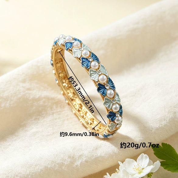 Elegant Multicolor Butterfly Pearl Cloisonné Bracelet With Plated Finish Light Luxury Fashion Accessory And Gift
